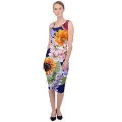 Watercolor Print Floral Design Sleeveless Pencil Dress by designsbymallika