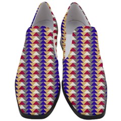 Colorful Triangles Pattern, Retro Style Theme, Geometrical Tiles, Blocks Women Slip On Heel Loafers by Casemiro