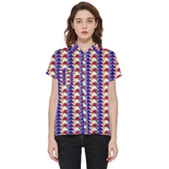 Colorful Triangles Pattern, Retro Style Theme, Geometrical Tiles, Blocks Short Sleeve Pocket Shirt by Casemiro