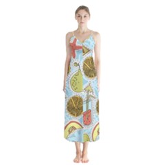 Tropical Pattern Button Up Chiffon Maxi Dress