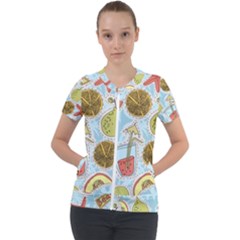 Tropical Pattern Short Sleeve Zip Up Jacket by GretaBerlin