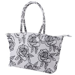 Line Art Black And White Rose Canvas Shoulder Bag