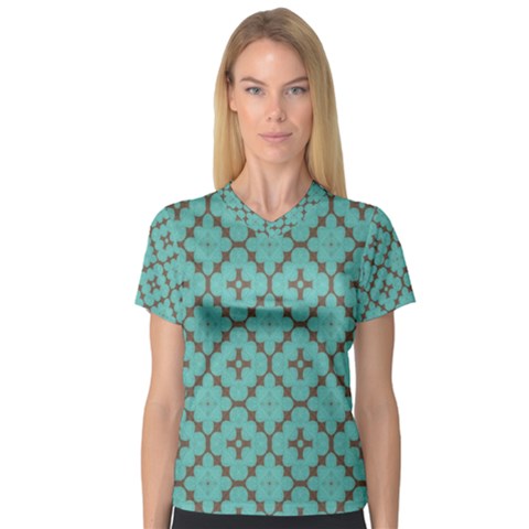 Tiles V-neck Sport Mesh Tee by Sobalvarro