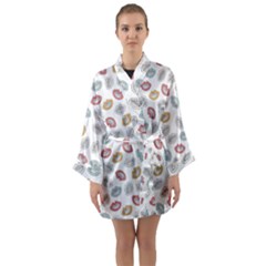 Happy Doodle Laugh Long Sleeve Satin Kimono by tmsartbazaar