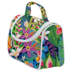 Colorful Floral Pattern Satchel Handbag by designsbymallika