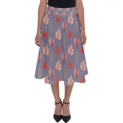 Auntumn Pretty Leaves Pattern Perfect Length Midi Skirt by designsbymallika