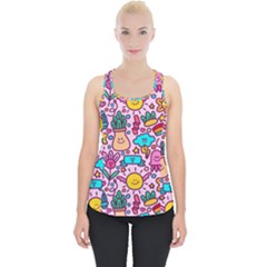 Colourful Funny Pattern Piece Up Tank Top by designsbymallika