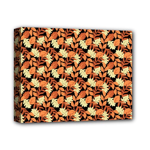 Autumn Leaves Orange Pattern Deluxe Canvas 14  X 11  (stretched) by designsbymallika