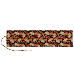 Autumn Leaves Orange Pattern Roll Up Canvas Pencil Holder (l) by designsbymallika