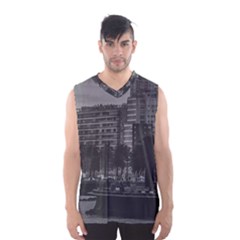 Sunset Coastal Urban Scene, Montevideo, Uruguay Men s Basketball Tank Top by dflcprintsclothing