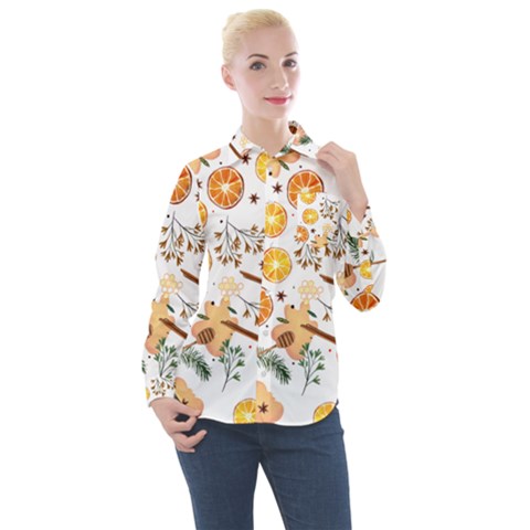 Honey Bee Pattern Women s Long Sleeve Pocket Shirt by designsbymallika