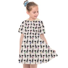 Lady Cat Pattern, Cute Cats Theme, Feline Design Kids  Sailor Dress by Casemiro