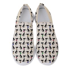 Lady Cat Pattern, Cute Cats Theme, Feline Design Women s Slip On Sneakers by Casemiro