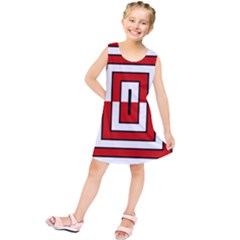 Square Maze Red Kids  Tunic Dress by tmsartbazaar