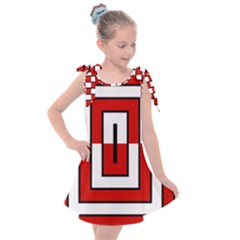 Square Maze Red Kids  Tie Up Tunic Dress by tmsartbazaar