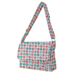 Aqua Coral Circles Full Print Messenger Bag (m) by CuteKingdom