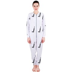 Black And White Cricket Sport Motif Print Pattern Onepiece Jumpsuit (ladies)  by dflcprintsclothing