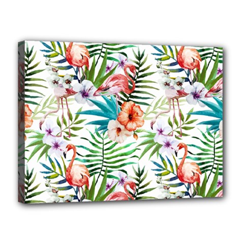 Tropical Flamingos Canvas 16  X 12  (stretched) by goljakoff