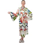 Tropical flamingo Maxi Velour Kimono