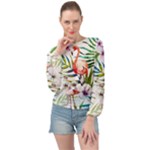 Tropical flamingo Banded Bottom Chiffon Top