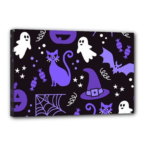 Halloween Party Seamless Repeat Pattern  Canvas 18  X 12  (stretched) by KentuckyClothing