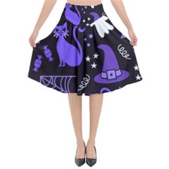 Halloween Party Seamless Repeat Pattern  Flared Midi Skirt by KentuckyClothing