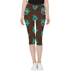 Frankenstein Halloween Seamless Repeat Pattern  Inside Out Lightweight Velour Capri Leggings  by KentuckyClothing