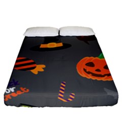 Halloween Themed Seamless Repeat Pattern Fitted Sheet (queen Size) by KentuckyClothing