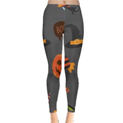 Halloween Themed Seamless Repeat Pattern Inside Out Leggings by KentuckyClothing