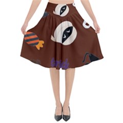 Halloween Seamless Repeat Pattern Flared Midi Skirt by KentuckyClothing