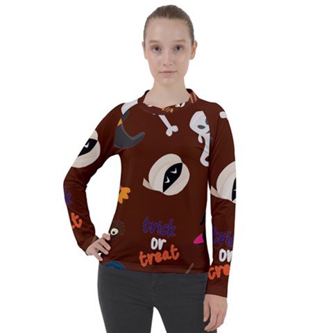 Halloween Seamless Repeat Pattern Women s Pique Long Sleeve Tee by KentuckyClothing