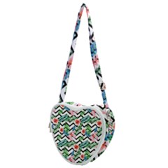 Zigzag Flowers Pattern Heart Shoulder Bag by goljakoff