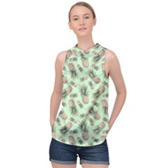 Pineapples High Neck Satin Top by goljakoff