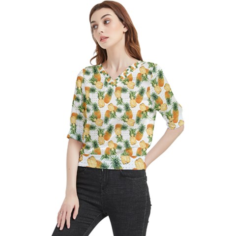 Tropical Pineapples Quarter Sleeve Blouse by goljakoff