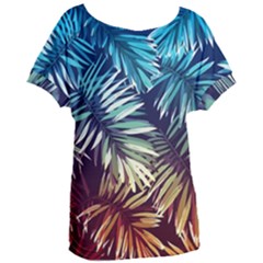 Tropic Leaves Women s Oversized Tee by goljakoff
