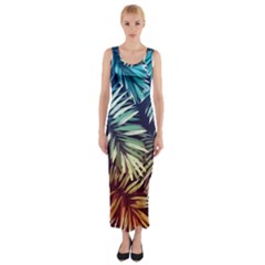 Tropic Leaves Fitted Maxi Dress by goljakoff