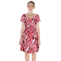 Red Leaves Short Sleeve Bardot Dress by goljakoff