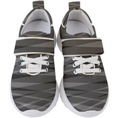 Abstract Geometric Pattern, Silver, Grey And Black Colors Kids  Velcro Strap Shoes