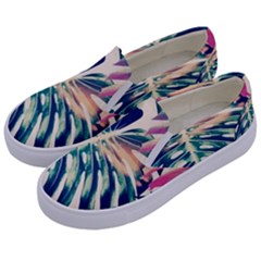 Monstera Leaf Kids  Canvas Slip Ons by goljakoff