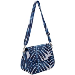 Blue Monstera Leaf Saddle Handbag by goljakoff