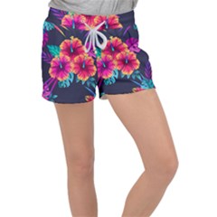 Neon Flowers Velour Lounge Shorts by goljakoff