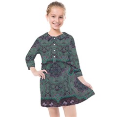 Mandala Corset Kids  Quarter Sleeve Shirt Dress by MRNStudios