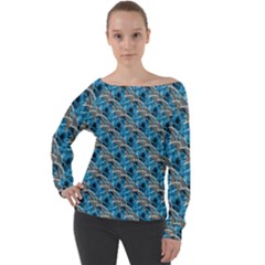 Abstract Illusion Off Shoulder Long Sleeve Velour Top by Sparkle