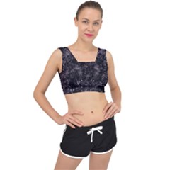 Pink Gray Galaxy V-back Sports Bra by Dazzleway