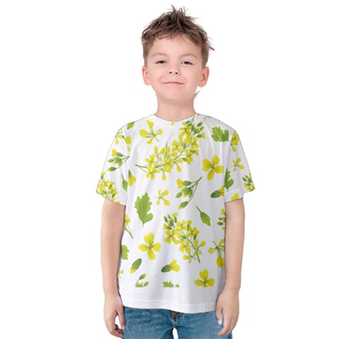 Yellow Flowers Kids  Cotton Tee by designsbymallika