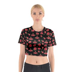 Red Roses Cotton Crop Top by designsbymallika