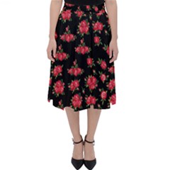 Red Roses Classic Midi Skirt by designsbymallika