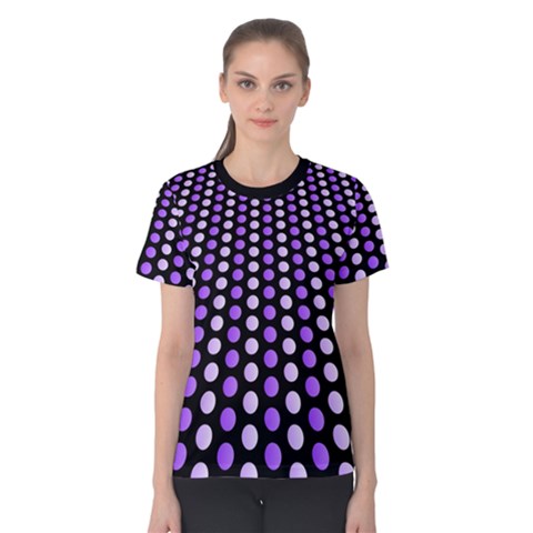Purple And Pink Dots Pattern, Black Background Women s Cotton Tee by Casemiro