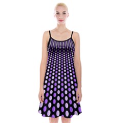 Purple And Pink Dots Pattern, Black Background Spaghetti Strap Velvet Dress by Casemiro