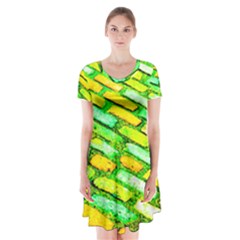 Diagonal Street Cobbles Short Sleeve V-neck Flare Dress by essentialimage